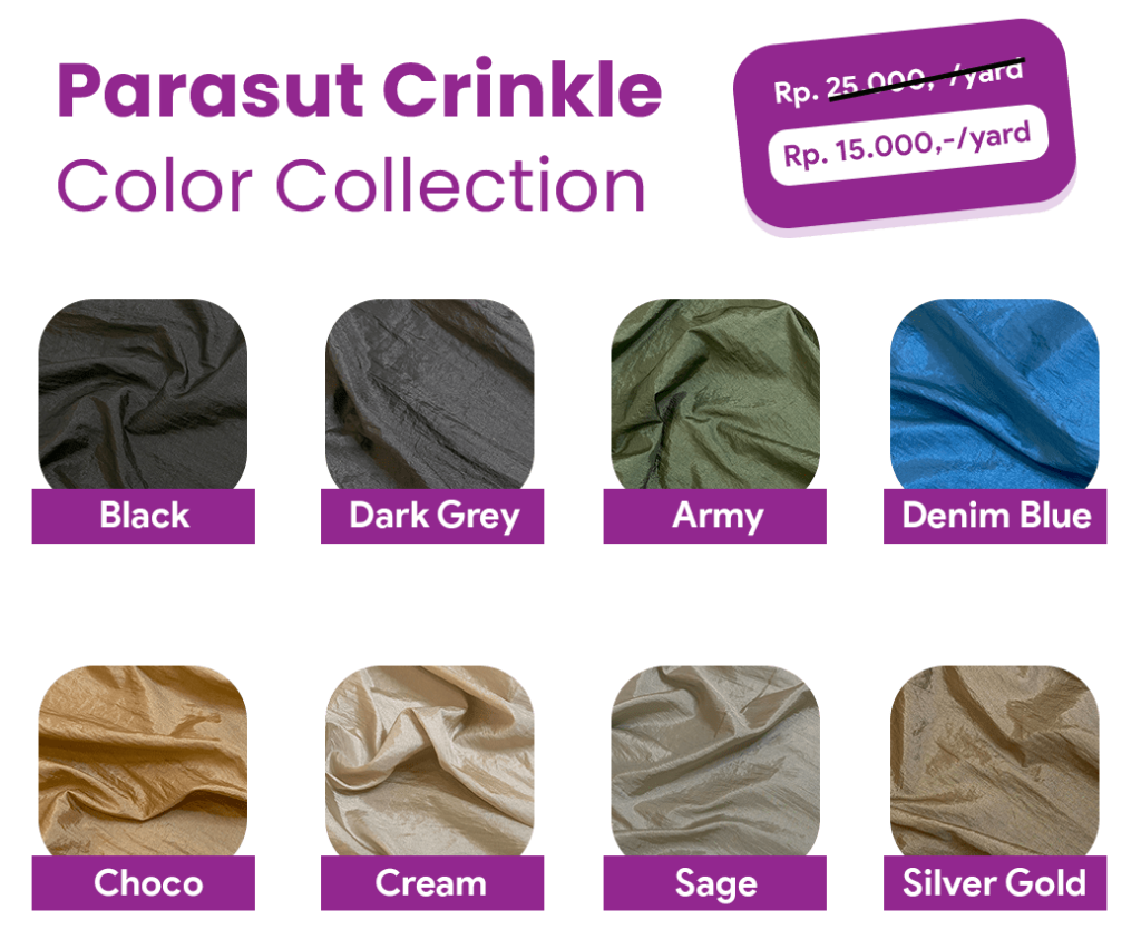 pilihan warna parasut crinkle MFG Textile